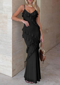 PRETTYGARDEN Women 2026 Wedding Guest Cocktail Maxi Dress Spaghetti Strap Sleeveless V Neck Bodycon Mesh Party Summer Outfits