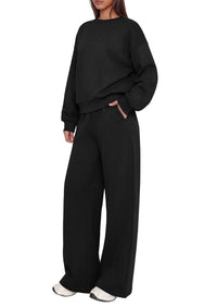 PRETTYGARDEN 2 Piece Lounge Sets for Women Casual Sweatsuits | Soft Stretchy,Drop Shoulder Crew Neck Sweatshirt & Wide Leg Pants,Workout Airport Matching Set Tracksuit,Fall Winter Outfits