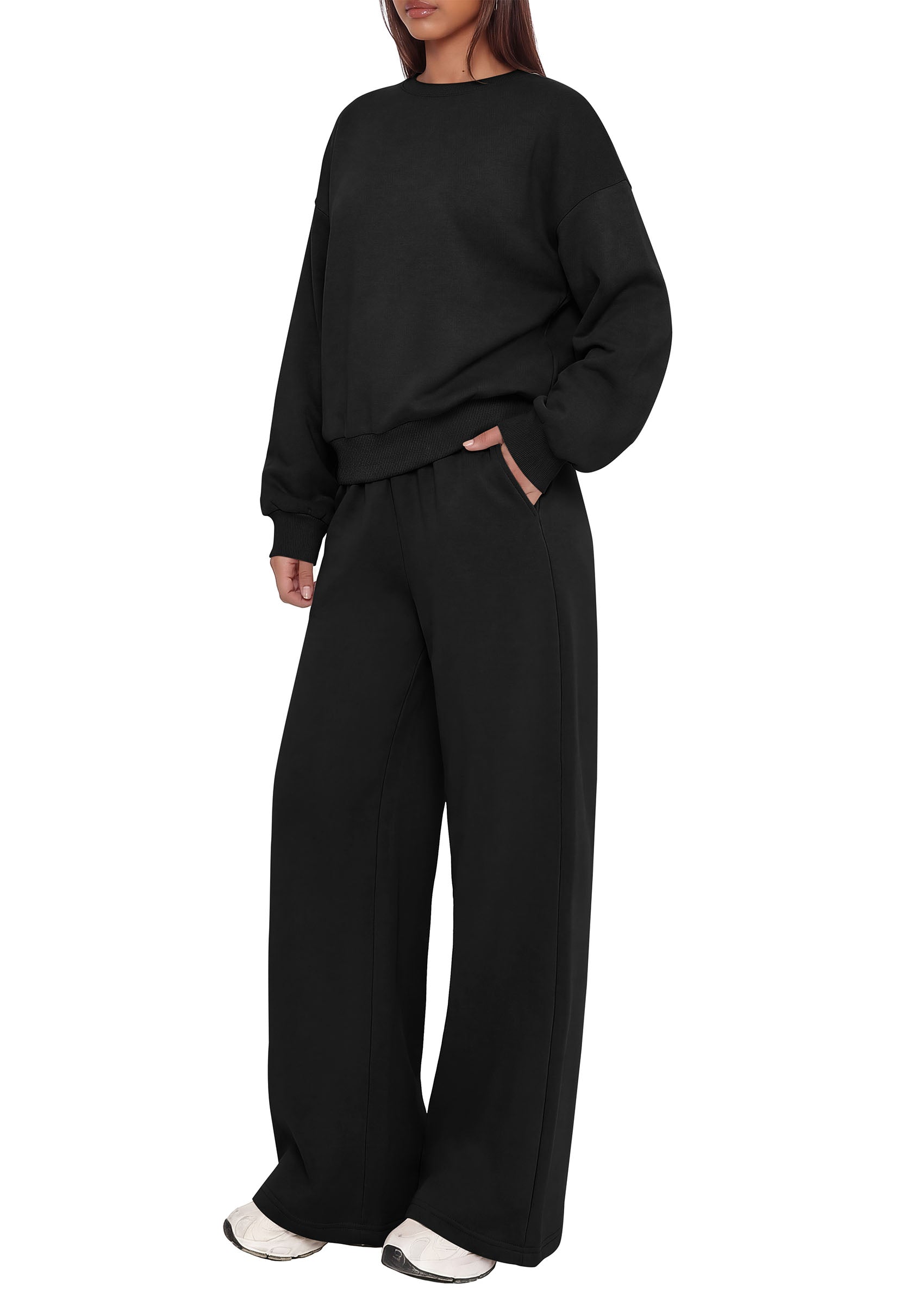 PRETTYGARDEN 2 Piece Lounge Sets for Women Casual Sweatsuits | Soft Stretchy,Drop Shoulder Crew Neck Sweatshirt & Wide Leg Pants,Workout Airport Matching Set Tracksuit,Fall Winter Outfits