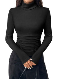 PRETTYGARDEN Turtleneck Tops for Women Long Sleeve Shirts | Slim Fitted Underscrub, Ribbed Knit Thermal Undershirts, 2026 Fall Casual Going Out Outfits, Base Layer Winter Clothes