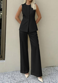 PRETTYGARDEN Women's 2 Piece Sets Summer 2026 Work Clothes Sleeveless Blazer Vest Pants Suits Spring Business Casual Outfits PRETTYGARDEN