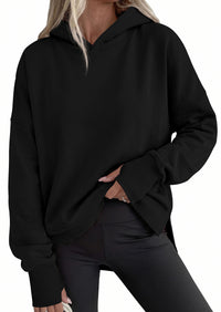 PRETTYGARDEN Womens Oversized Hoodies Side Slit Sweatshirts | Fall Fashion 2026 Trendy Outfits, Thumbholes & Unique Center Seam, Comfort Drop Shoulder Pullover, Chic Tunic for Leggings