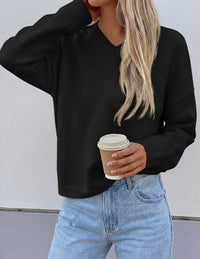 PRETTYGARDEN Women's Fall Fashion V Neck Cozy Sweaters | Soft Stretchy Warm, Chunky Knit Pullover, Loose Fit Long Sleeve Tops, Dressy Casual Blouses,Trendy Holiday Winter Outfits