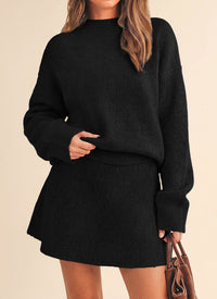 PRETTYGARDEN 2 Piece Sets For Women Sweater Mini Skirt Set