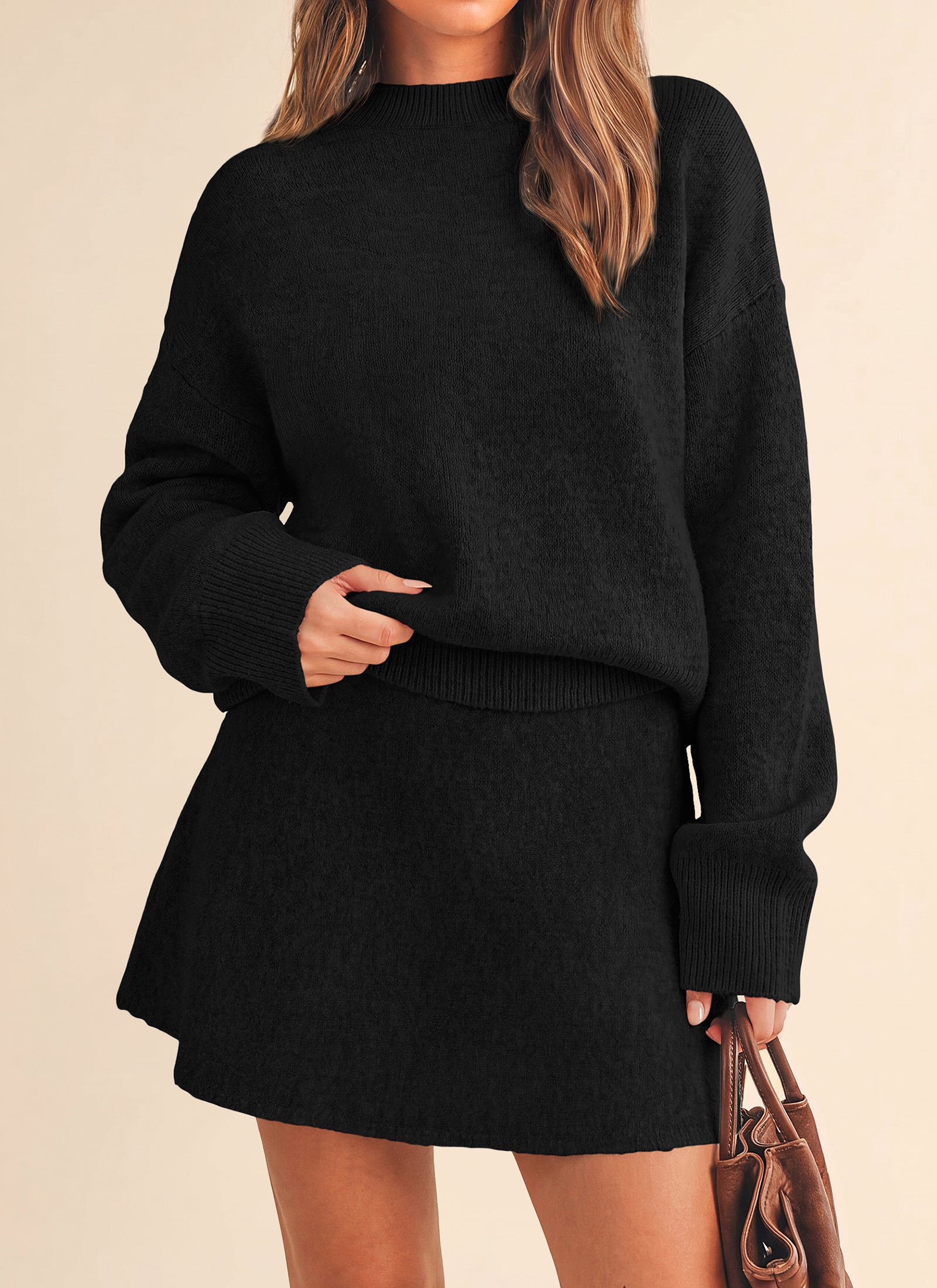 PRETTYGARDEN 2 Piece Sets For Women Sweater Mini Skirt Set