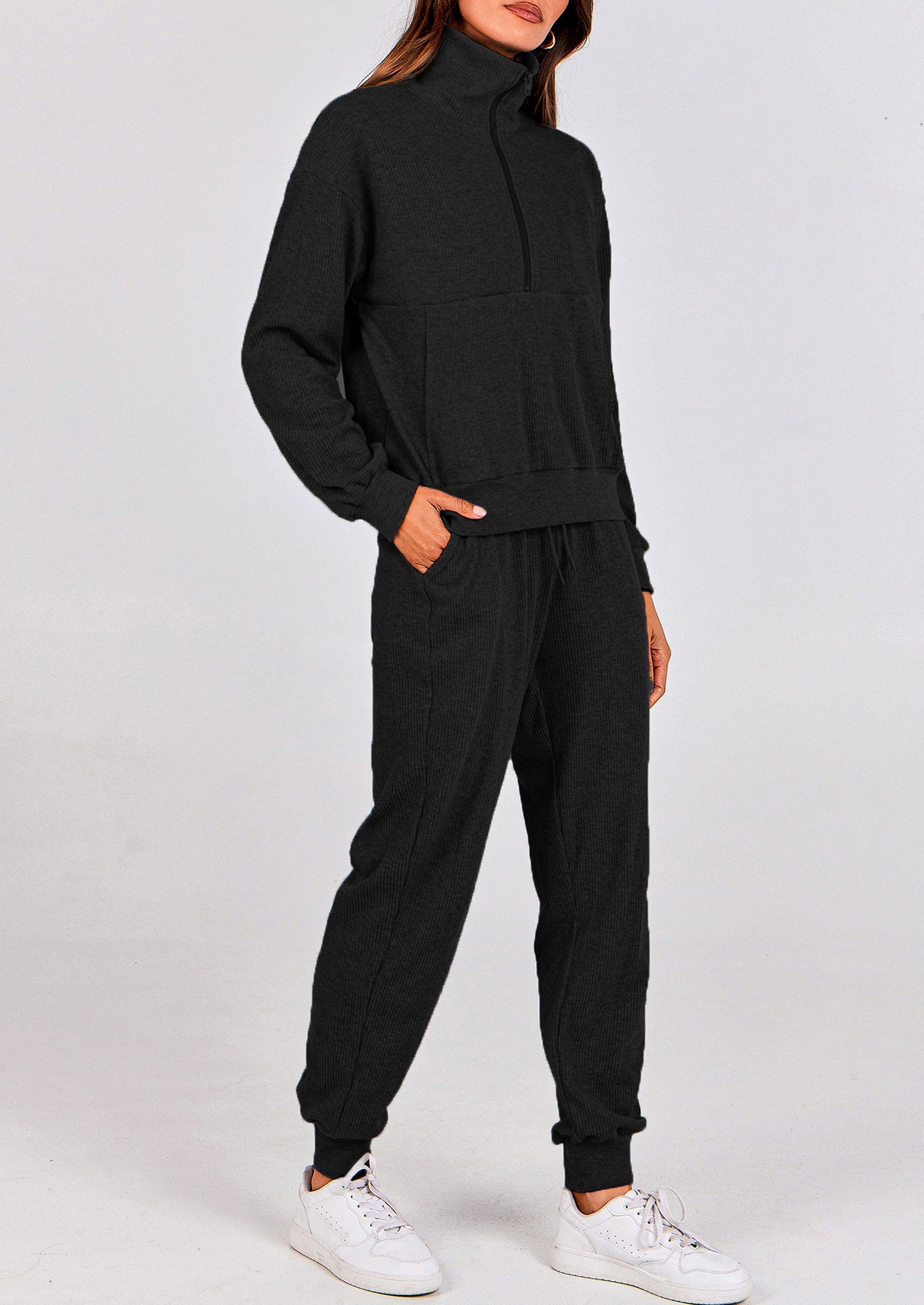 PRETTYGARDEN Women's Fall 2 Piece Lounge Sets Zip Up Sweatshirt Jogger Pants Sweat Track Suits Travel Outfit Winter Clothing