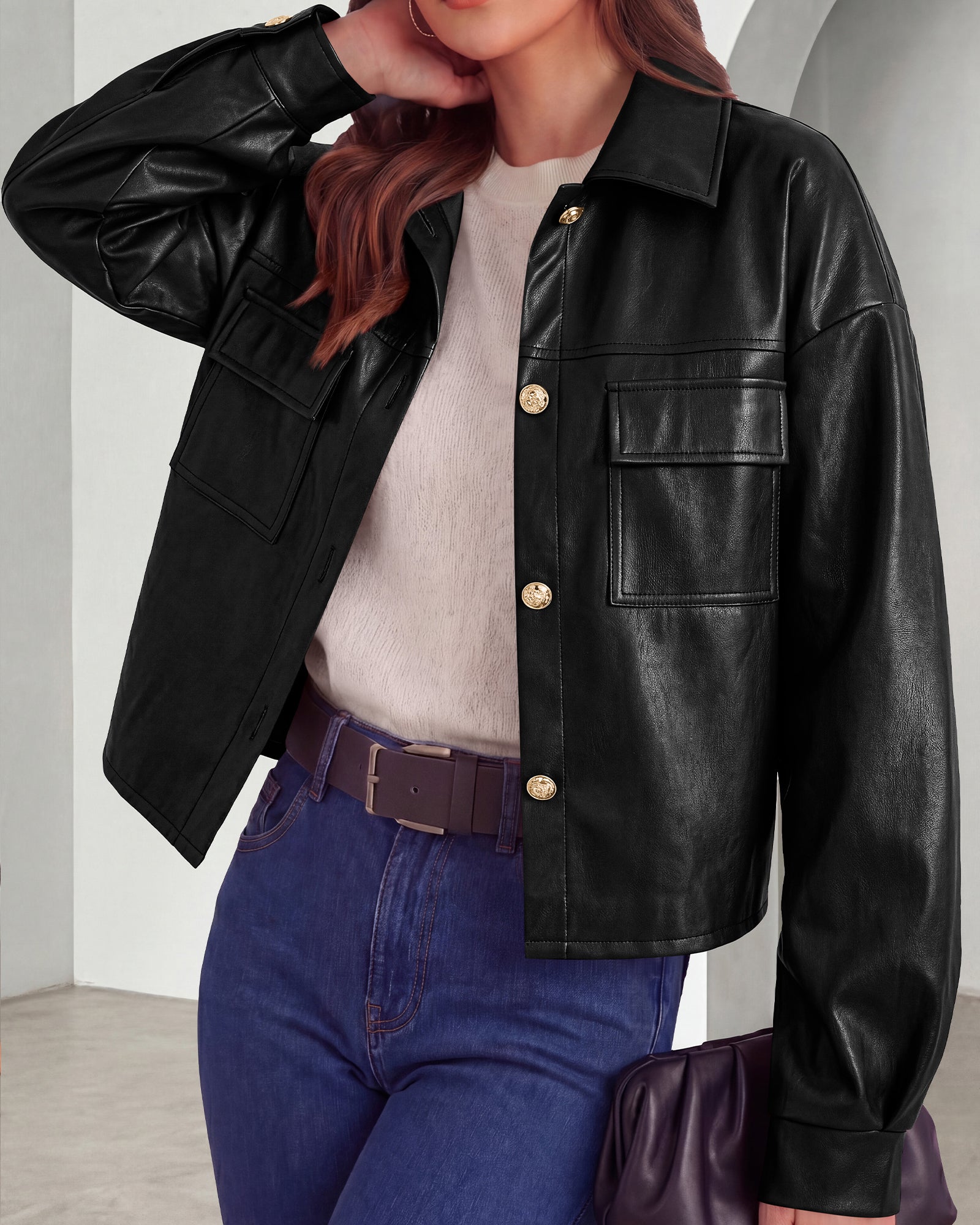 PRETTYGADEN Women's Faux Leather Jacket Fall Fashion Button Down Winter Coats Motorcycle Bomber Jackets Outerwear 2026