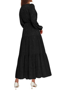 PRETTYGARDEN Womens Long Sleeve Boho Floral Wrap Maxi Dress  Fall Wedding Guest Dresses 2026, Chiffon Flowy Long Dresses, Casual Tie Waist V Neck Dress, Modest A Line Ruffle Tiered Dress
