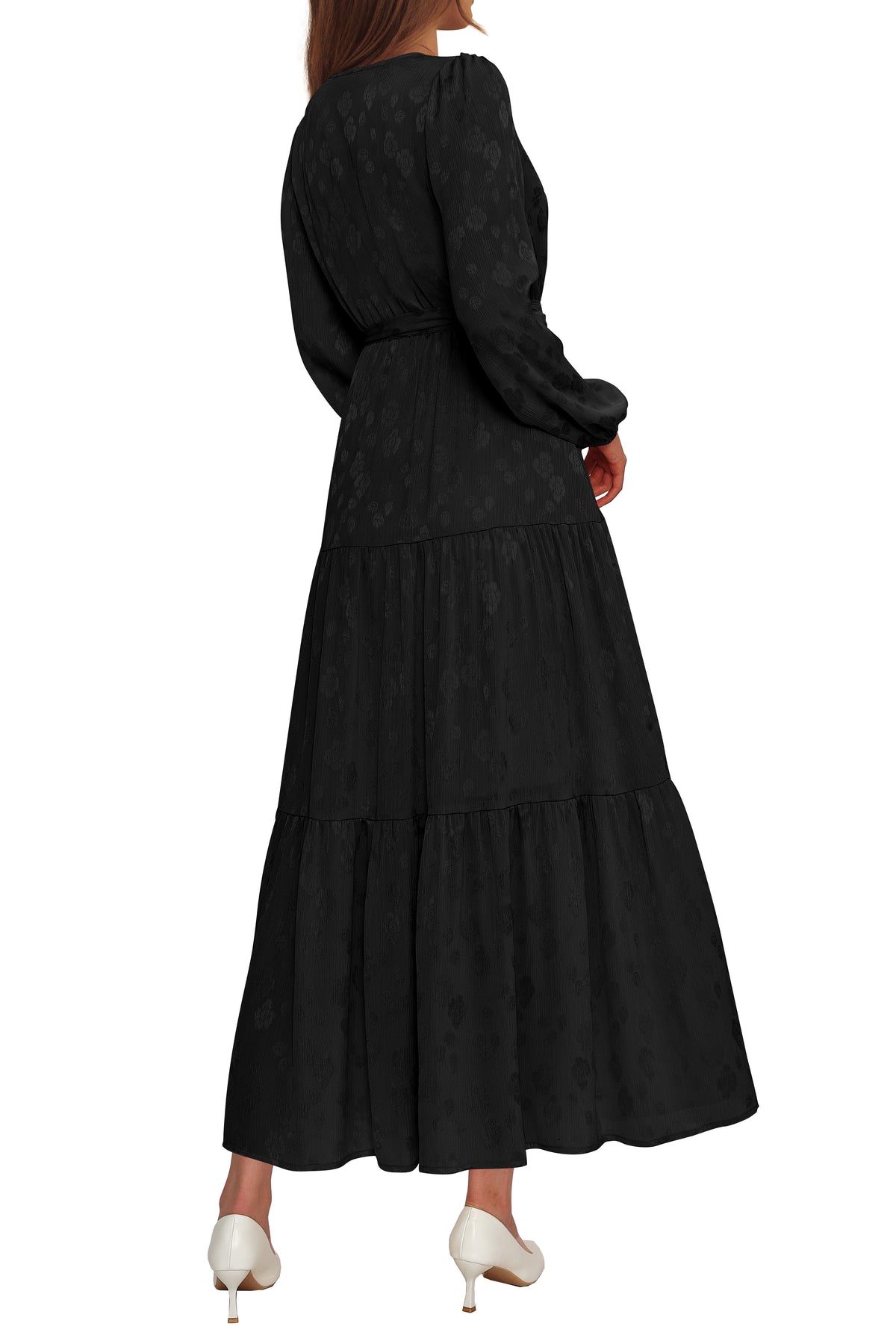 PRETTYGARDEN Womens Long Sleeve Boho Floral Wrap Maxi Dress  Fall Wedding Guest Dresses 2026, Chiffon Flowy Long Dresses, Casual Tie Waist V Neck Dress, Modest A Line Ruffle Tiered Dress