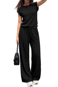 PRETTYGARDEN Women's Summer 2 Piece Lounge Sets 2026 Cap Sleeve Tops Wide Leg Pants Workout Sets Loose Casual Tracksuit PRETTYGARDEN