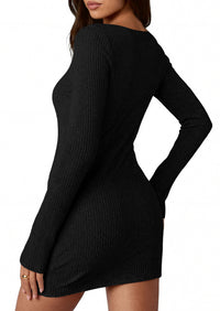 PRETTYGARDEN Womens Fall Bell Long Sleeve Mini Dress 2026 Casual Boat Neck Ribbed Bodycon Short Party Cocktail Dresses