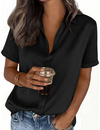 PRETTYGARDEN Women's 2026 Summer Button Down Shirts Short Sleeve Work Tops Dressy Blouses Spring Business Casual Outfits PRETTYGARDEN