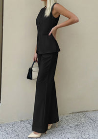 PRETTYGARDEN Women's 2 Piece Sets Summer 2026 Work Clothes Sleeveless Blazer Vest Pants Suits Spring Business Casual Outfits PRETTYGARDEN