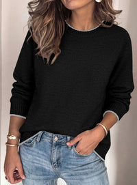 PRETTYGARDEN Womens Crewneck Fall Sweaters Pullover Tops | Soft Stretchy Knit,Reglan Long Sleeve,Ribbed Cuffs,Color Block,Casual Daily Outfits,Office Work Clothes,Winter Layering Wear