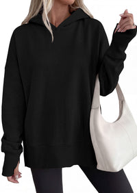 PRETTYGARDEN Womens Oversized Hoodies Side Slit Sweatshirts | Fall Fashion 2026 Trendy Outfits, Thumbholes & Unique Center Seam, Comfort Drop Shoulder Pullover, Chic Tunic for Leggings
