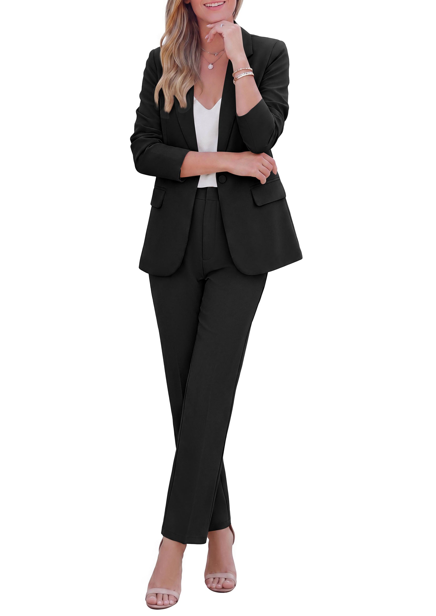 PRETTYGARDEN Two Piece Sets for Women Dressy Pant Suits | Lapel Blazer,Straight Leg Dress Pants,Professional Interview Suit Set,Business Casual Outfits,Office Work Clothes,Fall Winter