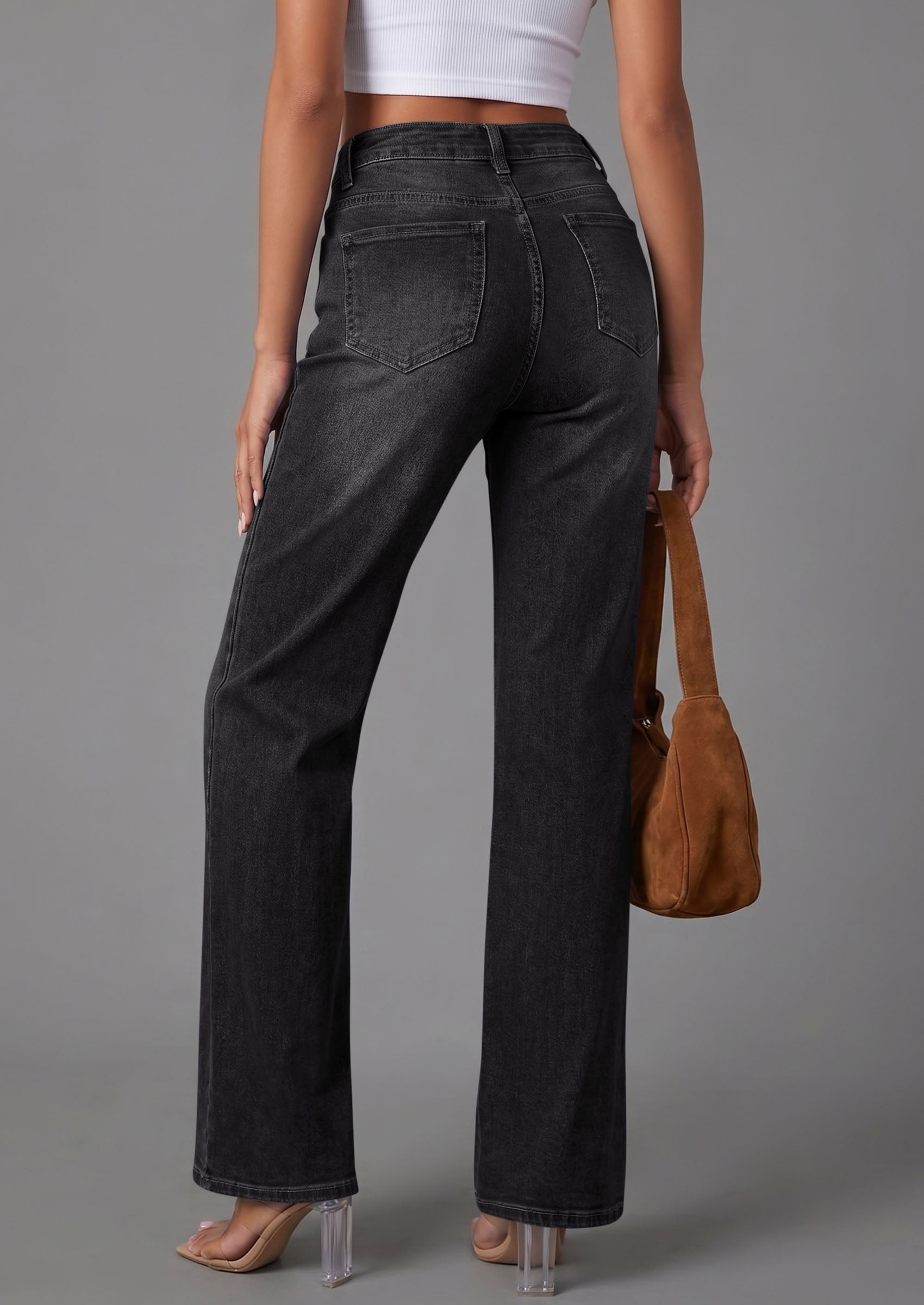 PRETTYGARDEN High Waisted Wide Leg Jeans for Women 2026 Trendy Baggy Straight Leg Stretchy Summer Denim Pants with Pockets
