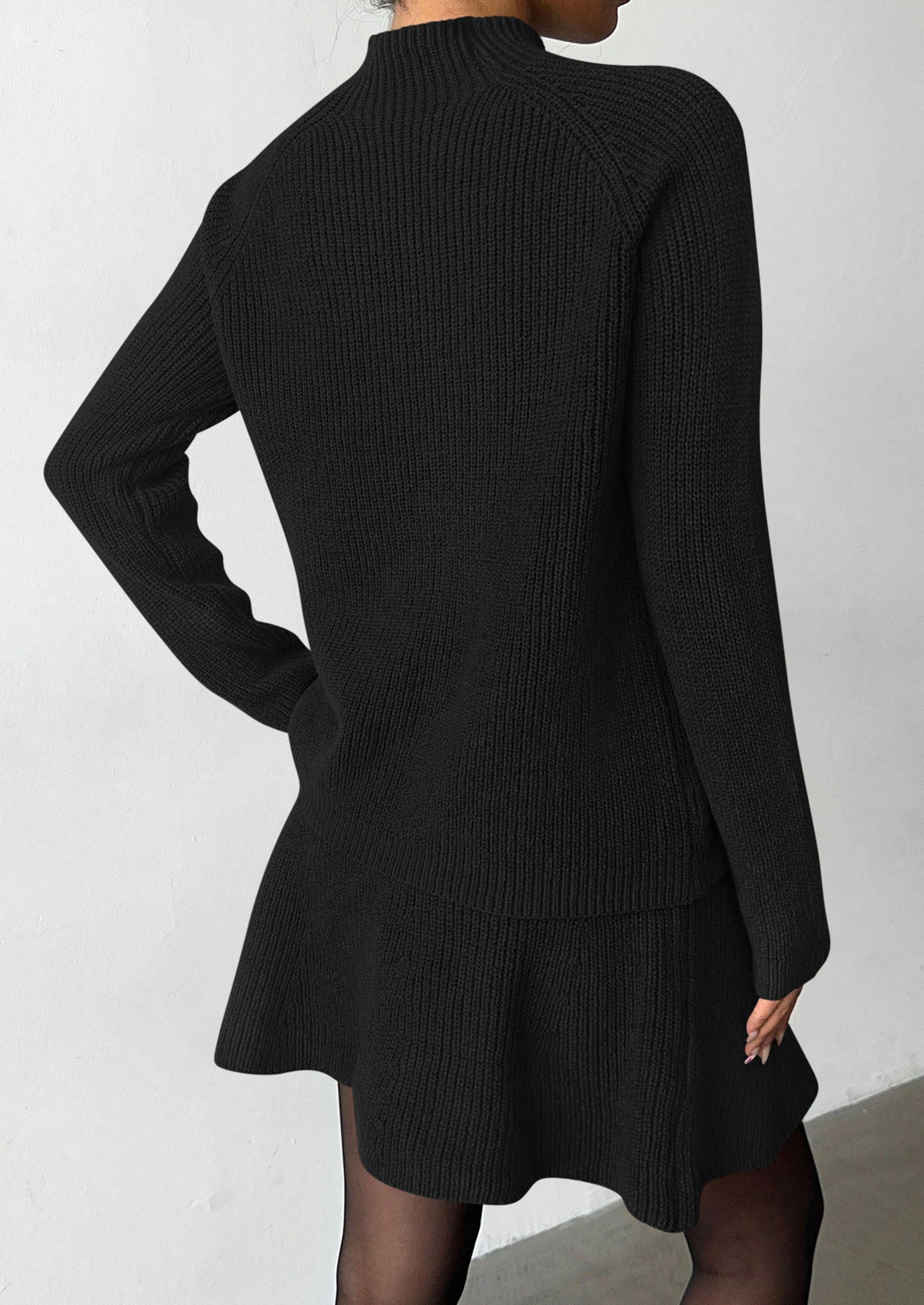 PRETTYGARDEN Women's Fall 2 Piece Outfits Matching Sweater Skirt Sets  Cozy Ribbed Knit, Raglan Long Sleeve, Crewneck Pullover, Elastic Waist A Line, Mini Short Skirts, Holiday Winter Clothing