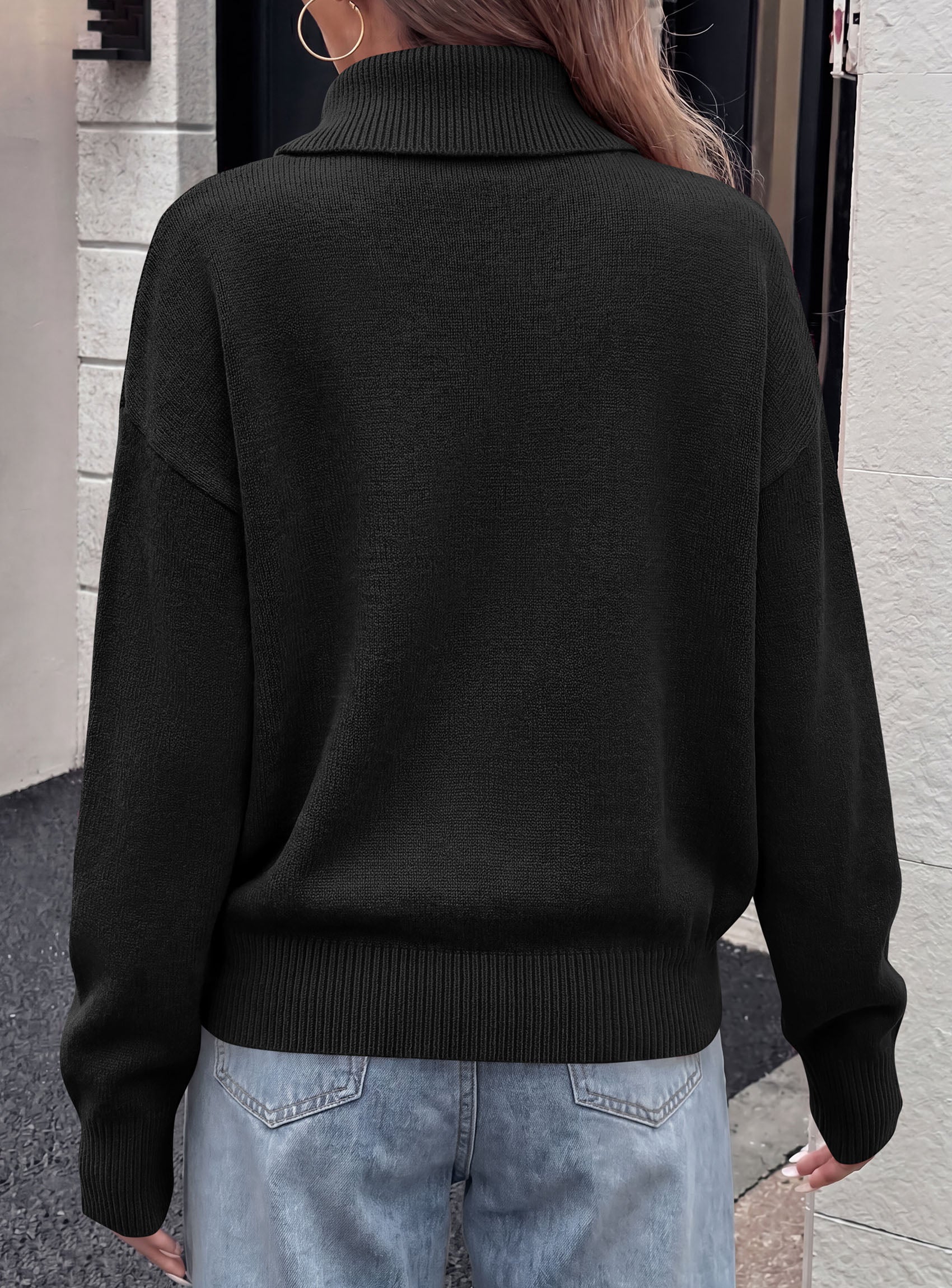 PRETTYGARDEN Womens Turtleneck Sweater Pullover Side Button Fall Clothes  Stretchy Knit,Dropped Shoulder,Ribbed Cuffs,Asymmetrical,Jumper Long Sleeve Tops,Work Office,2026 Winter Casual Outfits