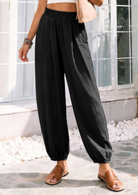PRETTYGARDEN Womens 2026 Summer Casual Pants High Waisted Loose Wide Leg Palazzo Pockets Lounge Beach Travel Trousers Outfits