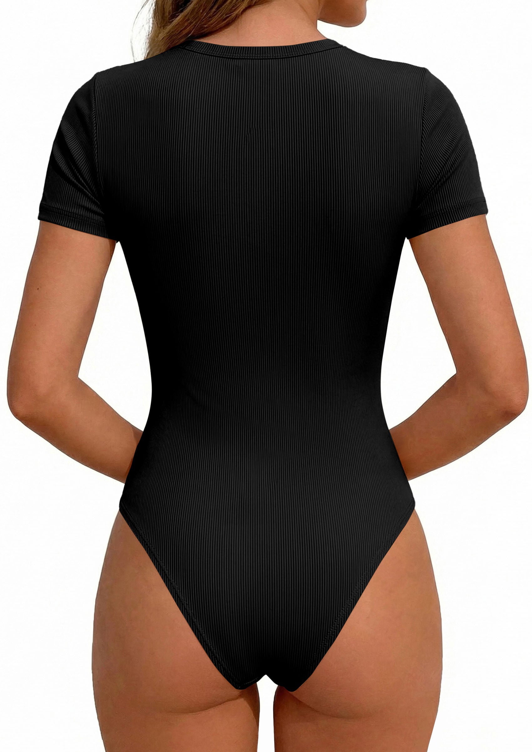 PRETTYGARDEN Body Suits for Womens Summer Tops 2026 Casual Short Sleeve Ribbed Fitted Basic Tee Shirts Spring Fashion Clothes PRETTYGARDEN