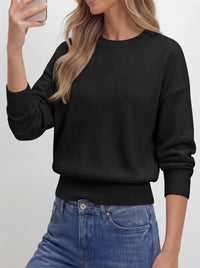 PRETTYGARDEN Womens Crewneck Long Sleeve Fall Sweaters  | Cinched Waist, Loose Fit, Knit Pullover Tops, Ribbed Hem, Basic Work Sweaters, Trendy Fall Outfits, Winter Layering Clothing