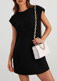 PRETTYGARDEN Women's Summer Short T Shirt Dress Cap Sleeve Crew Neck Casual Loose Basic Mini Dresses