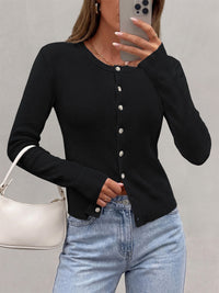 PRETTYGARDEN Fall Fitted Cardigan Sweaters for Women Button Down  | Basic Crewneck Long Sleeve Sweater Tops, Ribbed Trim, Slim Fit, Open Front, Daily Wear, Work, Date, Travel, Fashion Clothing