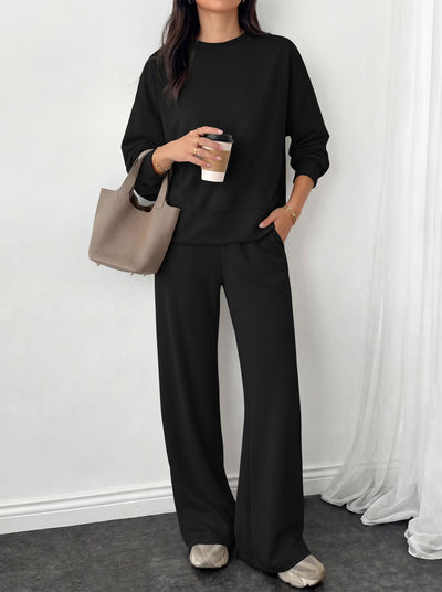 PRETTYGARDEN Womens 2 Piece Outfits Fall Sweatsuits Matching Lounge Sets  | Crewneck Long Sleeve Sweatshirt, Wide Leg Pants Sets with Pockets & Drawstring, Casual Tracksuit, Travel Airport Outfits 2026