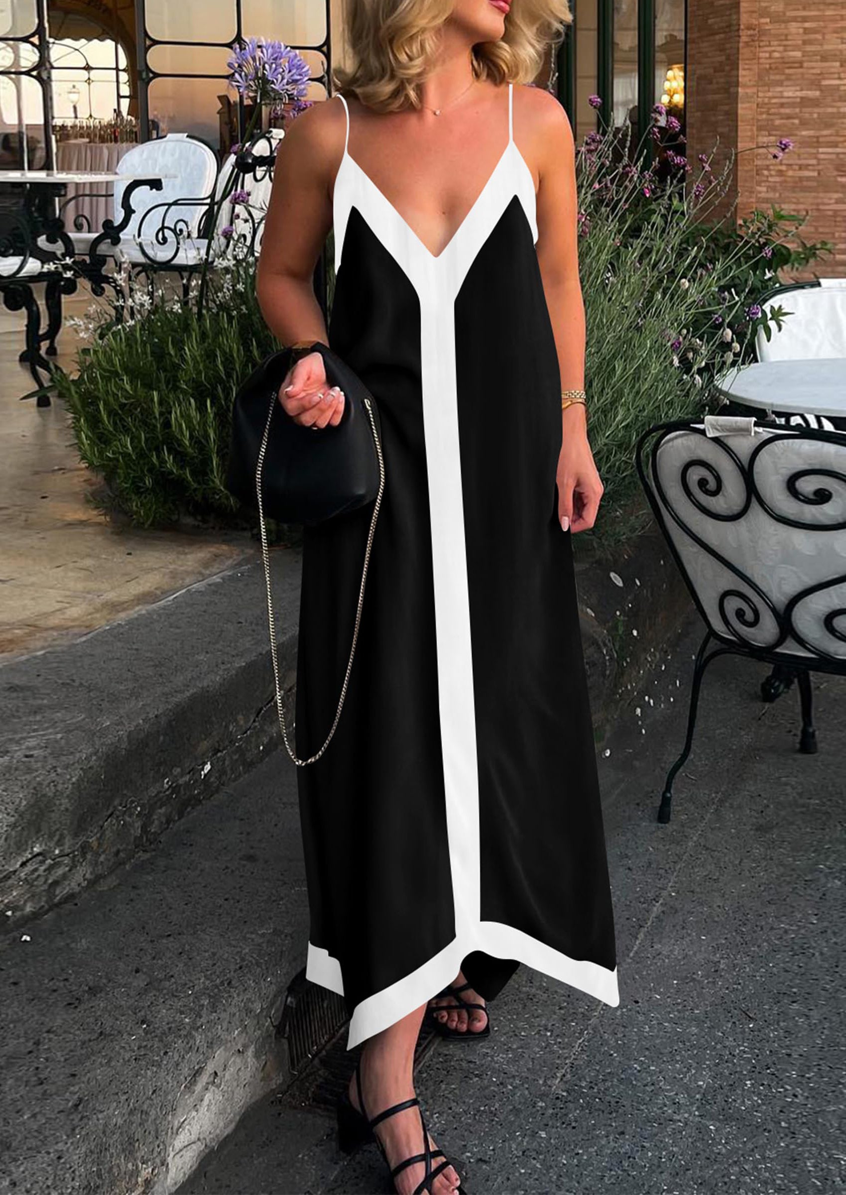 PRETTYGARDEN Women's Flowy Maxi Dress Summer Sleeveless V Neck Spaghetti Strap Elegant Wedding Party Dresses