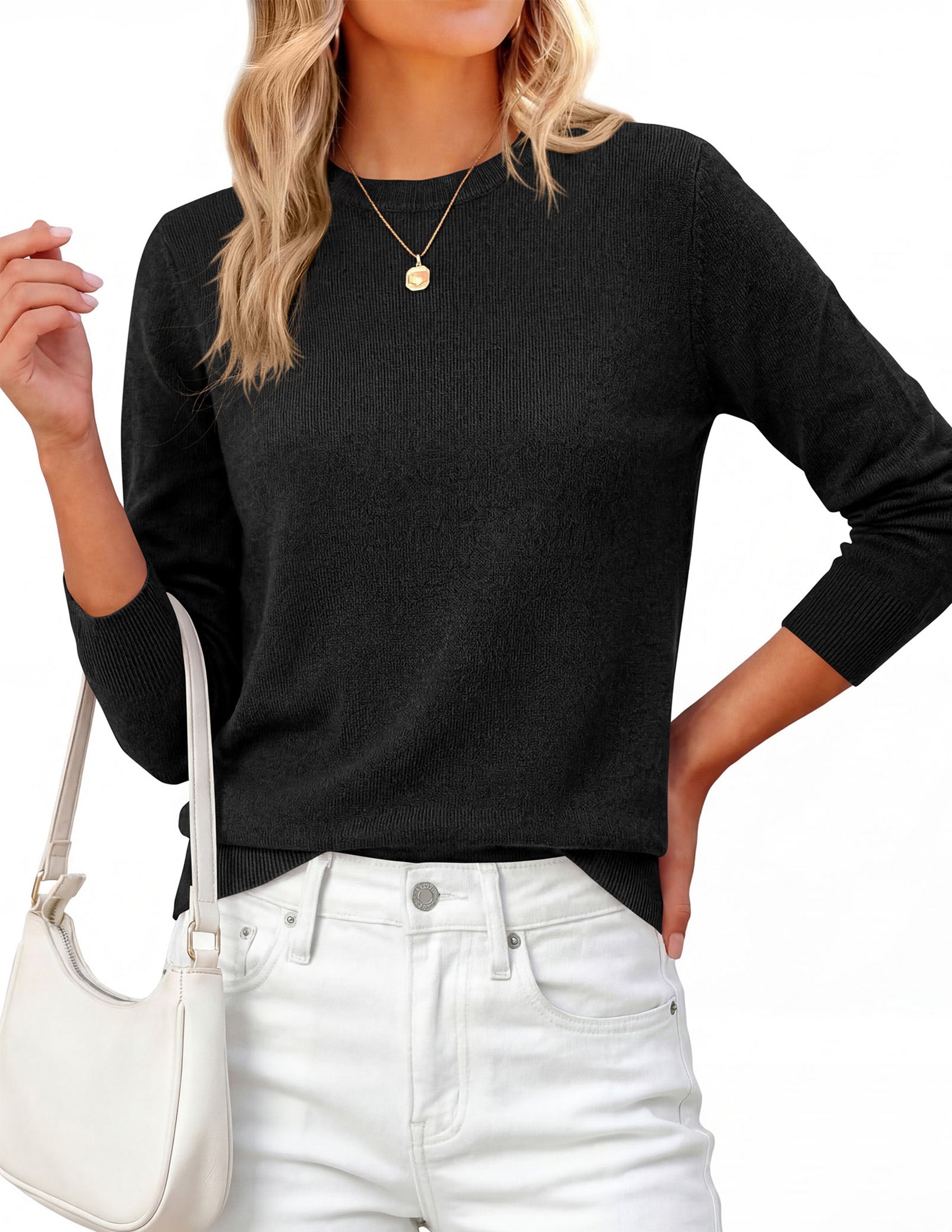 PRETTYGARDEN Womens Fall Basic Long Sleeve Sweater | Soft Knit Fabric, Classic Crew Neck Sweaters, Loose Fit Sweater, Casual Going Out Outfits, 2026 Winter Trendy Clothes
