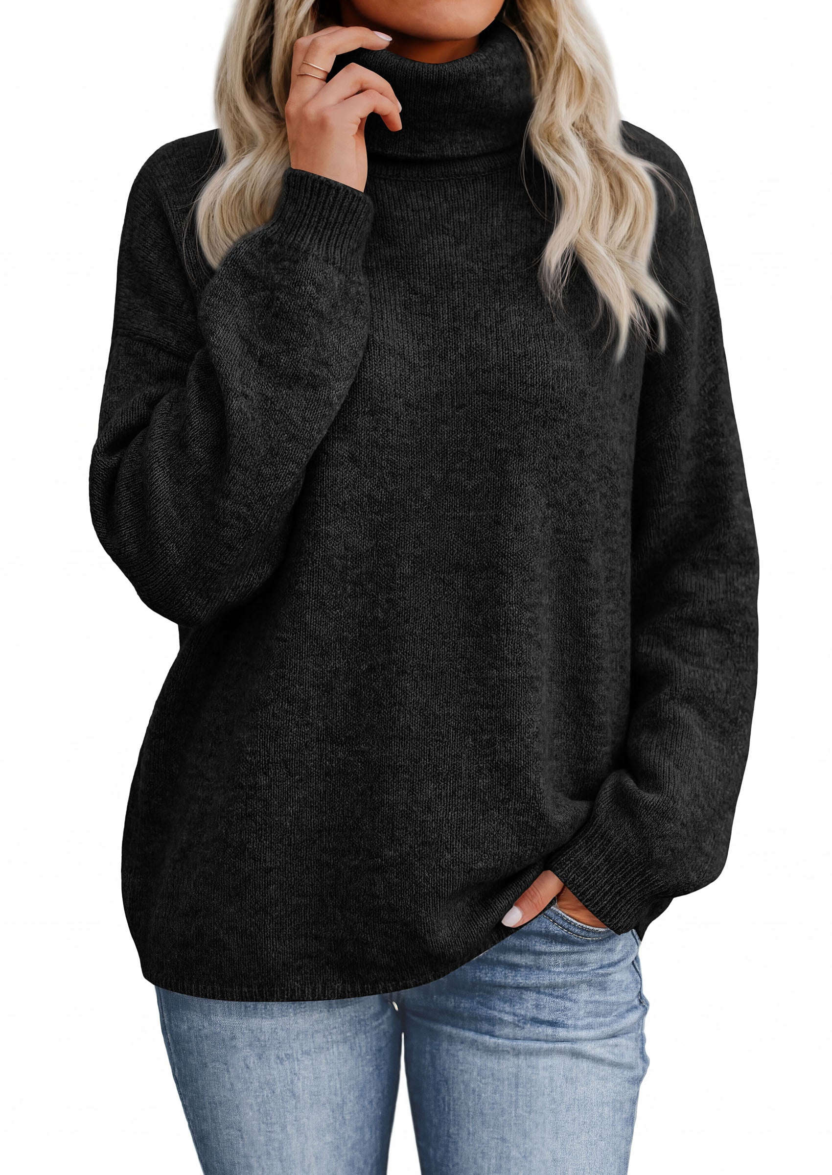 PRETTYGARDEN Women's Winter Turtleneck Sweaters Oversized Warm Pullover  Cozy Chunky Knit Sweater, Long Sleeve Tunic, Loose Fit Dressy Casual Tops, Trendy Fall Fashion Clothing, Holiday Outfits
