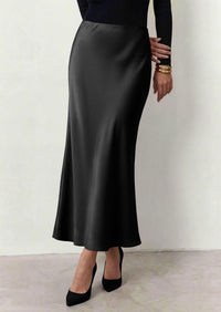 PRETTYGARDEN Women's 2026 Fall Fashion Maxi Long Skirts Trendy Silk Satin High Waisted A Line Mermaid Business Casual Outfits