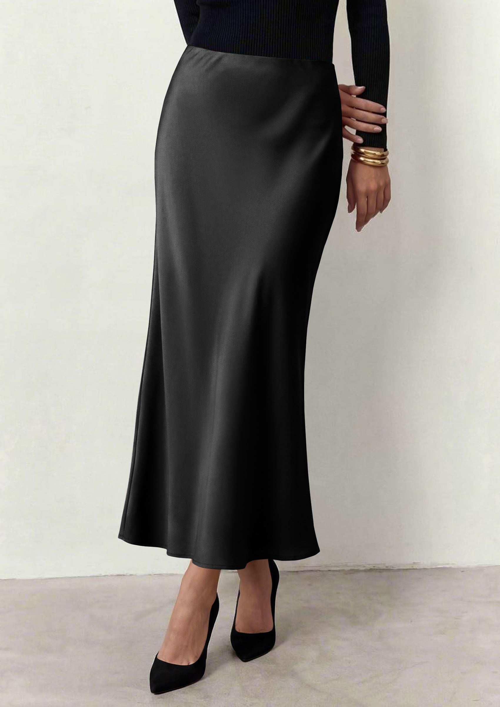 PRETTYGARDEN Women's 2026 Fall Fashion Maxi Long Skirts Trendy Silk Satin High Waisted A Line Mermaid Business Casual Outfits