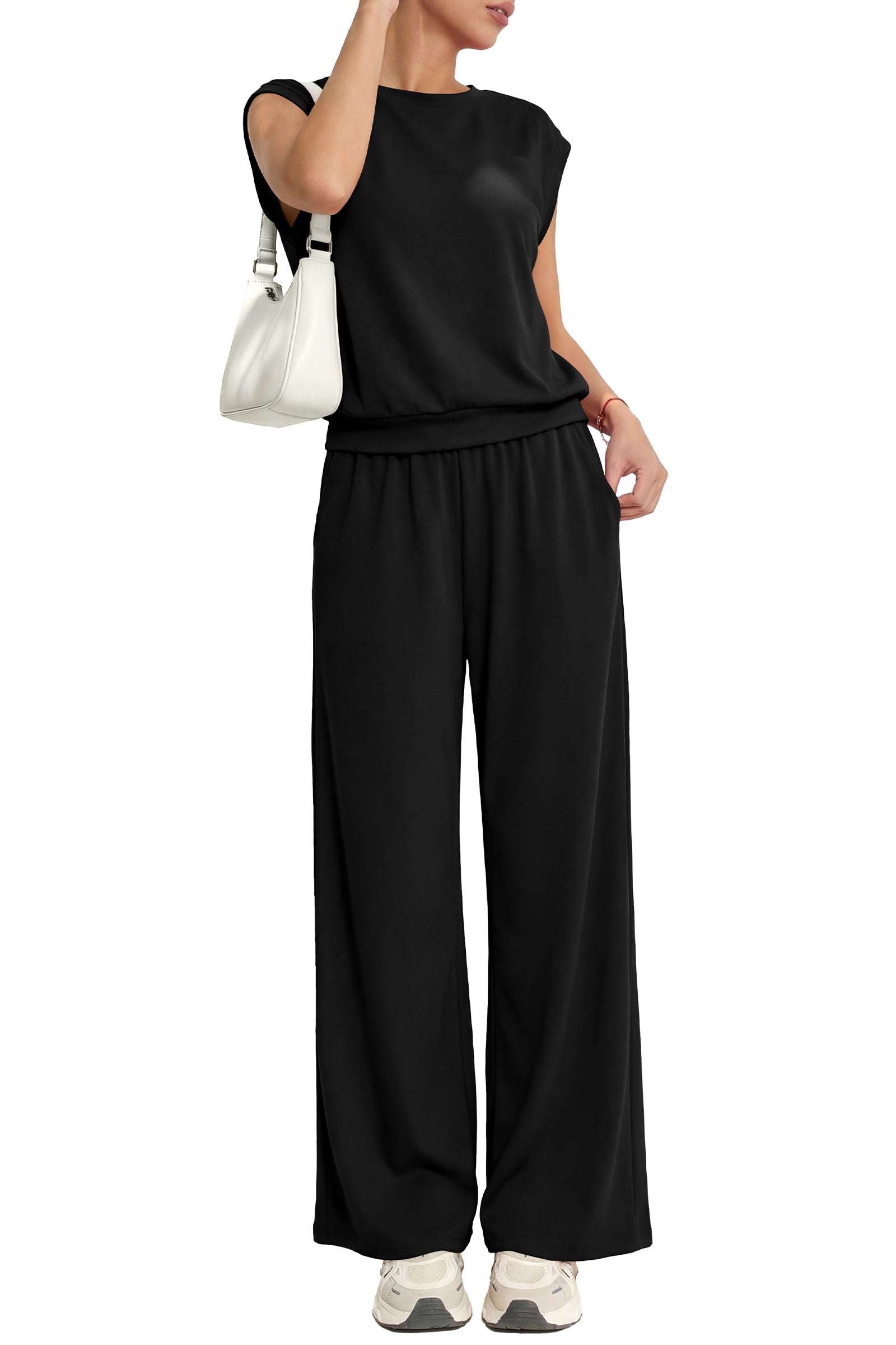 PRETTYGARDEN Women's Summer 2 Piece Lounge Sets 2026 Cap Sleeve Tops Wide Leg Pants Workout Sets Loose Casual Tracksuit PRETTYGARDEN