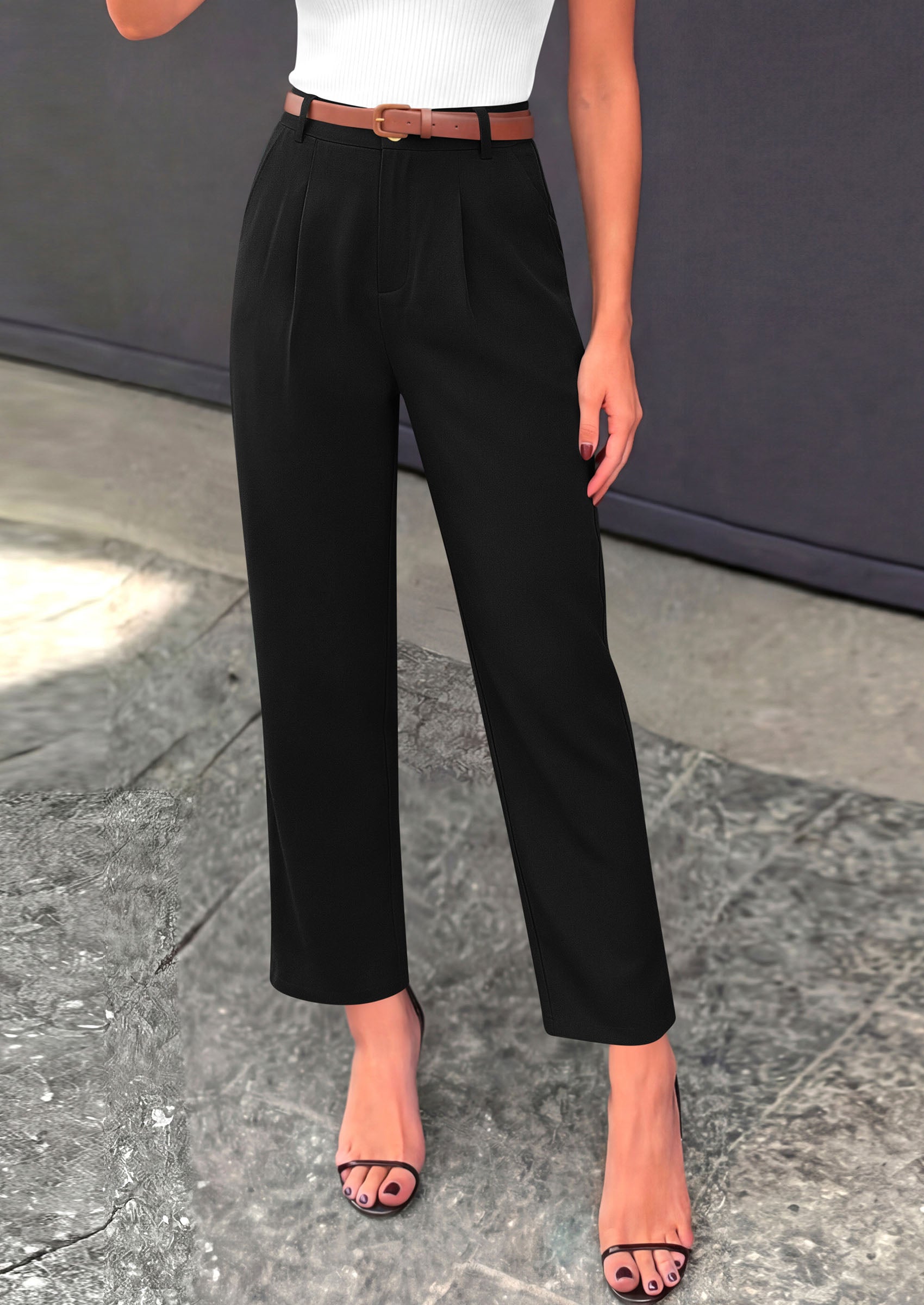PRETTYGARDEN Womens Dress Pants Summer 2026 Work Clothes Tapered High Waisted Trousers Slacks Pockets Business Casual Outfits
