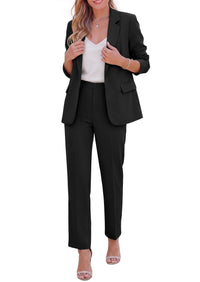 PRETTYGARDEN Two Piece Sets for Women Dressy Pant Suits | Lapel Blazer,Straight Leg Dress Pants,Professional Interview Suit Set,Business Casual Outfits,Office Work Clothes,Fall Winter