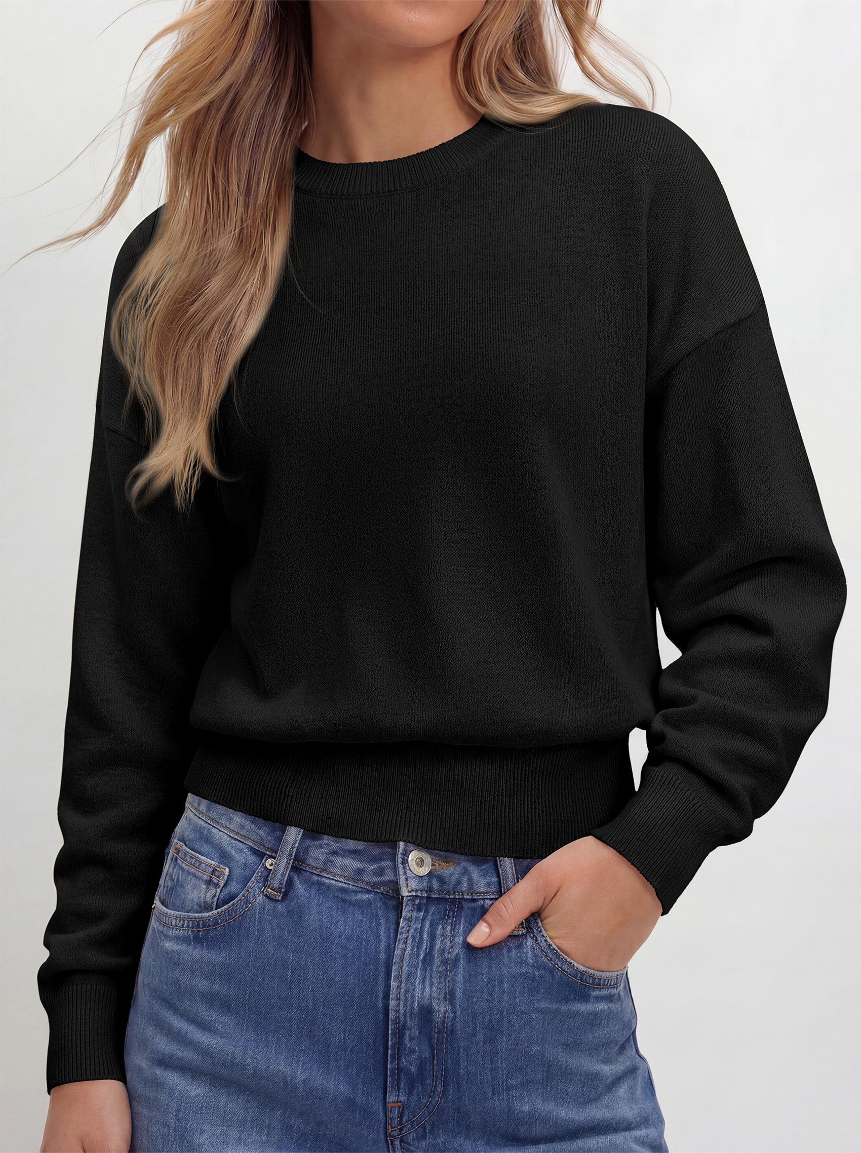 PRETTYGARDEN Womens Crewneck Long Sleeve Fall Sweaters  | Cinched Waist, Loose Fit, Knit Pullover Tops, Ribbed Hem, Basic Work Sweaters, Trendy Fall Outfits, Winter Layering Clothing