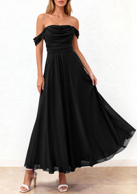 PRETTYGARDEN Womens Off Shoulder Maxi Summer Dresses 2026 Elegant Mesh Aline Swing Ruched Flowy Cocktail Wedding Guest Dress PRETTYGARDEN
