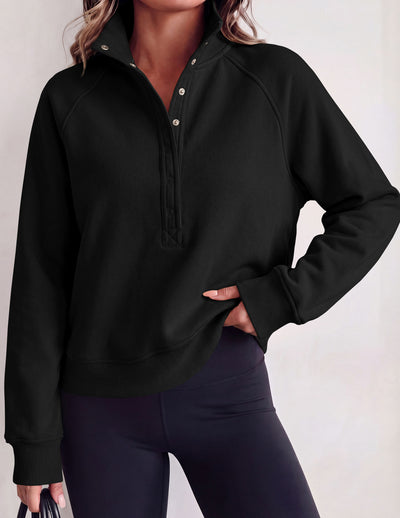 PRETTYGARDEN Women's Fall Trendy Oversized Sweatshirts | Comfy Ribbed Fabric, Raglan Long Sleeve Collared; Button Up Henley Pullover Blouse, Casual Workout Tops, Y2K Fashion Clothing