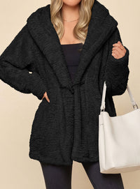PRETTYGARDEN Women's Winter Warm Coats Hooded Faux Fur Sherpa Jacket  Fuzzy Fleece, Thumb Holes, Long Sleeve Pockets, Teddy Bear Jackets, Trendy Casual Fall Clothes, Holiday Going Out Outfits