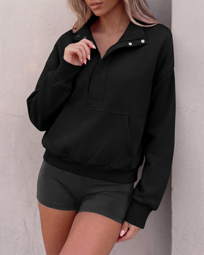 PRETTYGARDEN Womens Long Sleeve Quarter Zip Crop Sweatshirts | Mock Neck FLeece Sweatshirt, Button up Henley Neck Pullover, Relaxed Fit Cropped Tops, Casual Lounge Wear, Fall Outfits 2026