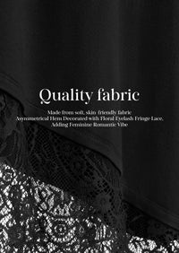 PRETTYGARDEN Women's Lace Patchwork Long Sleeve Shirts | Soft Casual Tops,Irregular Asymmetrical Hem,Crew Neck Thermal Blouses,Loose Fit Layer Tee,Fashion Fall Winter Daily Wear