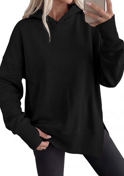 PRETTYGARDEN Womens Oversized Hoodies Side Slit Sweatshirts | Fall Fashion 2026 Trendy Outfits, Thumbholes & Unique Center Seam, Comfort Drop Shoulder Pullover, Chic Tunic for Leggings