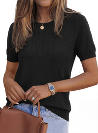 PRETTYGARDEN Women's 2026 Spring Short Sleeve Sweater Knit Going Out Tops Work Shirts Trendy Summer Business Casual Outfits