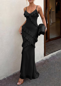 PRETTYGARDEN Women 2026 Wedding Guest Cocktail Maxi Dress Spaghetti Strap Sleeveless V Neck Bodycon Mesh Party Summer Outfits
