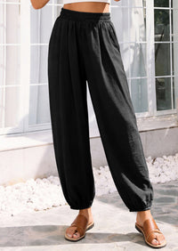 PRETTYGARDEN Womens 2026 Summer Casual Pants High Waisted Loose Wide Leg Palazzo Pockets Lounge Beach Travel Trousers Outfits