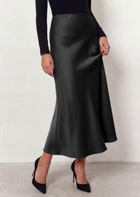 PRETTYGARDEN Women's 2026 Fall Fashion Maxi Long Skirts Trendy Silk Satin High Waisted A Line Mermaid Business Casual Outfits