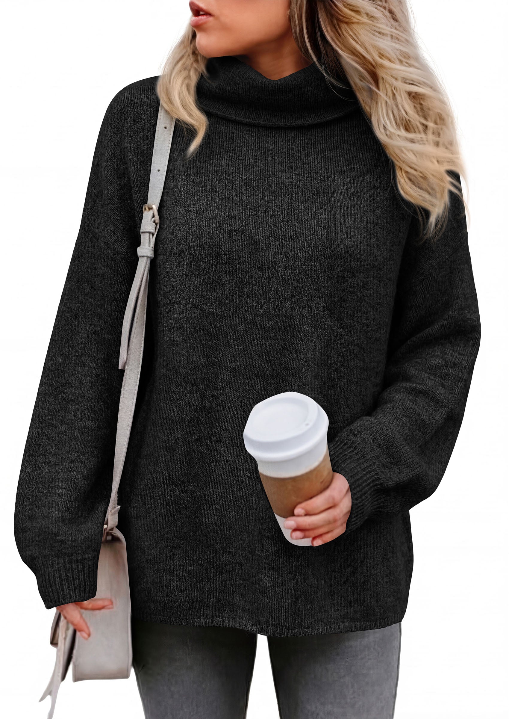 PRETTYGARDEN Women's Winter Turtleneck Sweaters Oversized Warm Pullover  Cozy Chunky Knit Sweater, Long Sleeve Tunic, Loose Fit Dressy Casual Tops, Trendy Fall Fashion Clothing, Holiday Outfits