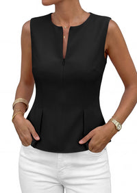 PRETTYGARDEN Women's 2026 Summer Vest Tops Business Casual Going Out Outfits Sleeveless Zip Up Dressy Tank Top Suit Waistcoat PRETTYGARDEN